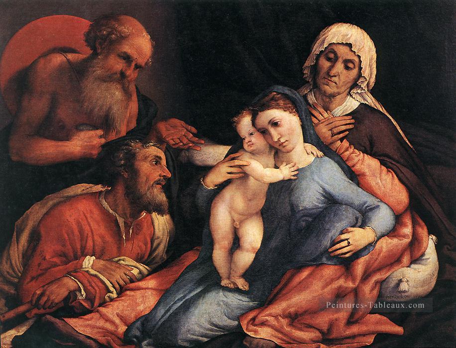 Vierge à l’Enfant avec Saints 1534 Renaissance Lorenzo Lotto Peintures à l'huile